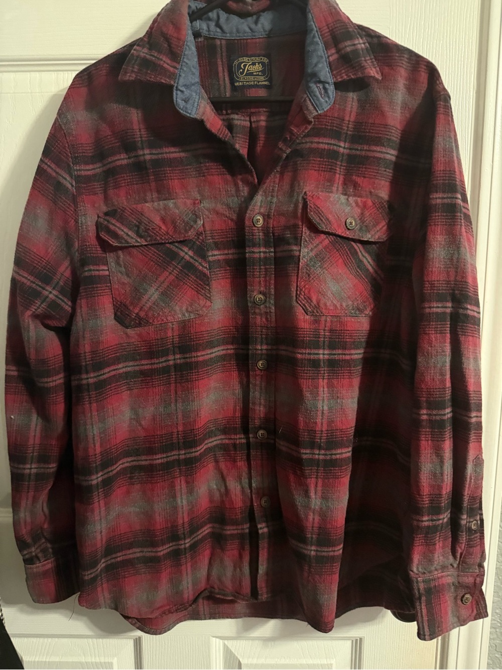 Jachs Red and Black Plaid Men's Casual Button-Down Shirt